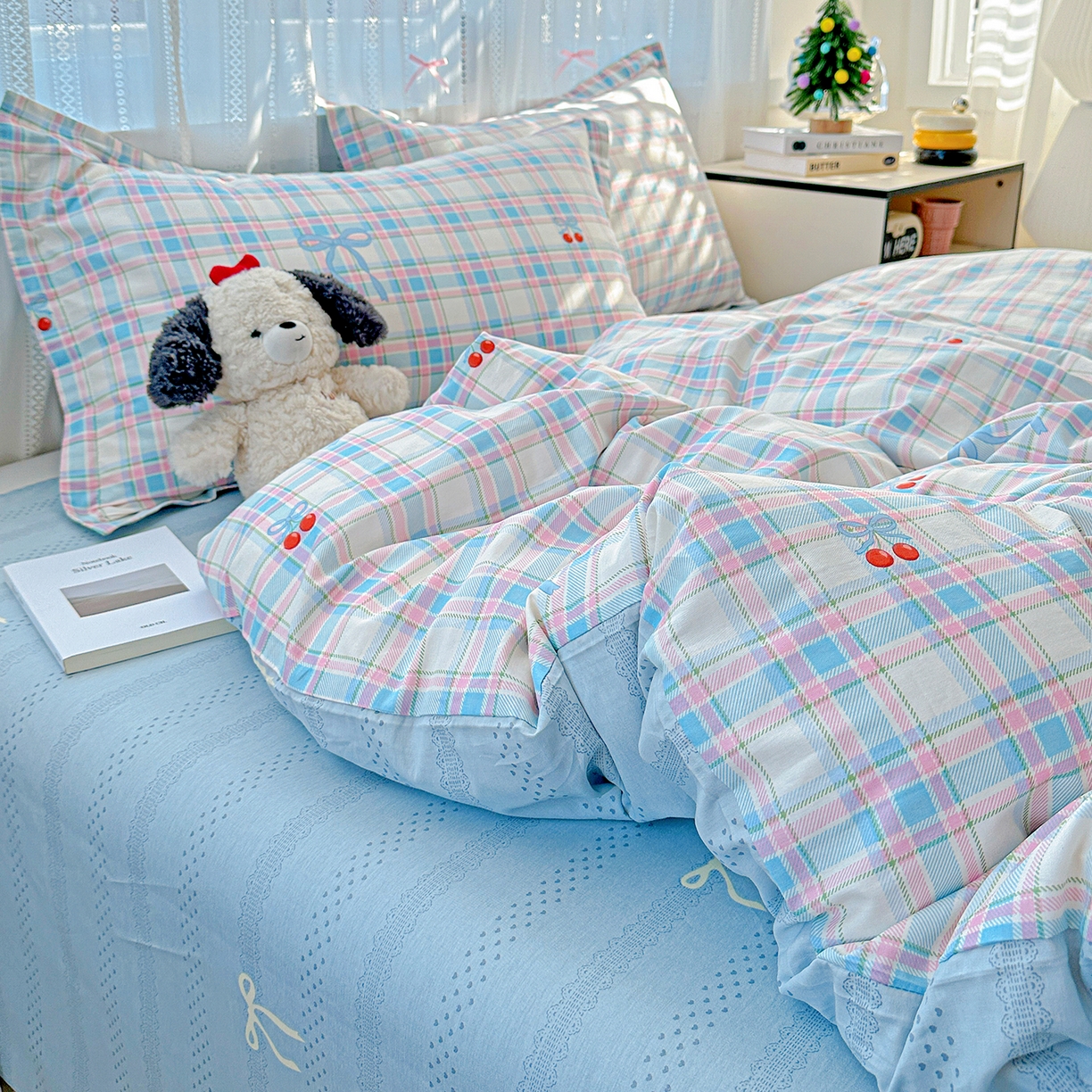 91家纺网 家纺一手货源 找家纺 恩泽家纺 2025新款全棉纯棉12868喷气印花系列四件套-第二批 樱桃派