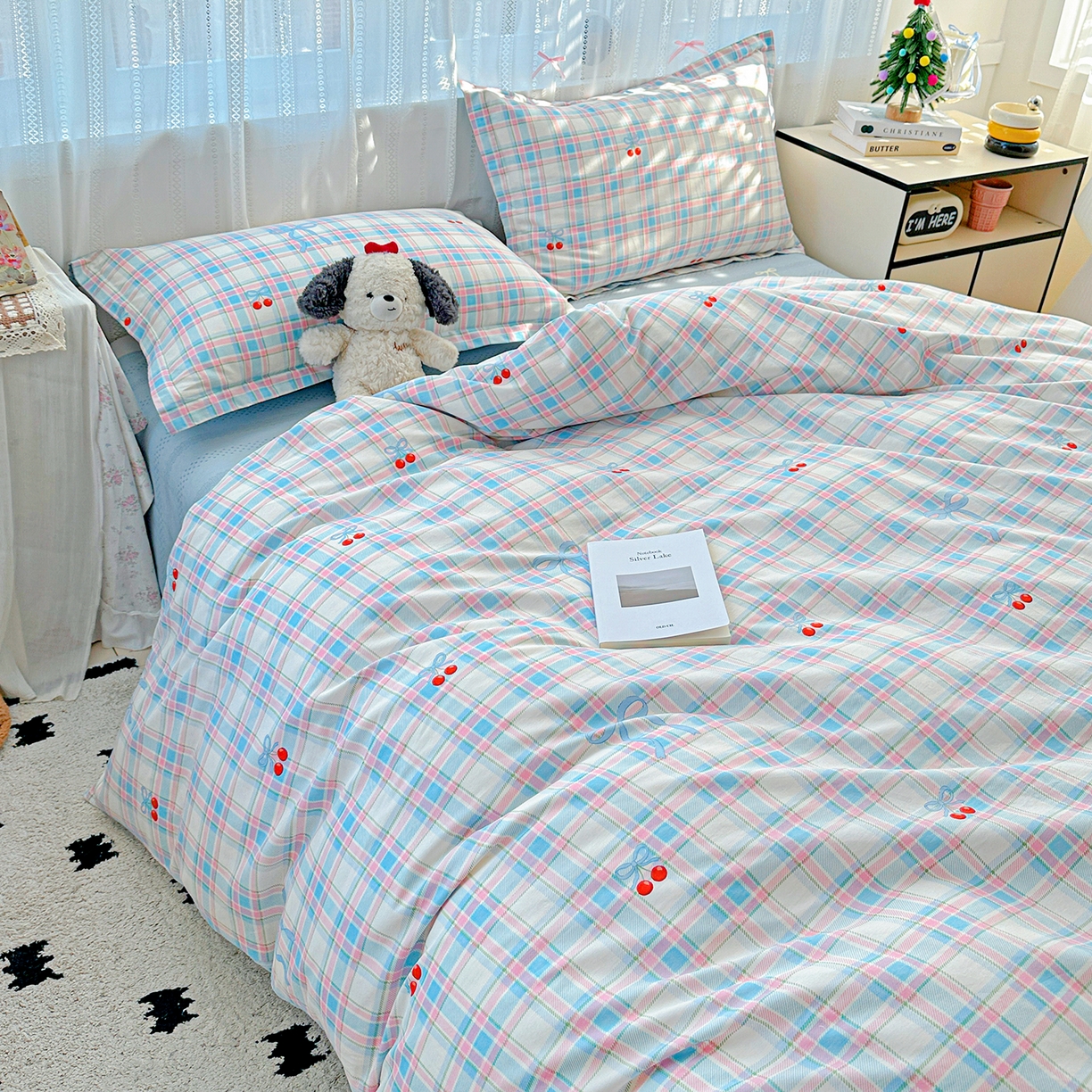 91家纺网 家纺一手货源 找家纺 恩泽家纺 2025新款全棉纯棉12868喷气印花系列四件套-第二批 樱桃派