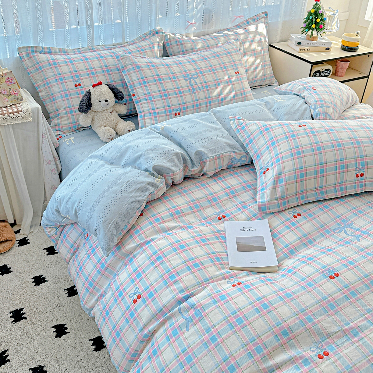 91家纺网 家纺一手货源 找家纺 恩泽家纺 2025新款全棉纯棉12868喷气印花系列四件套-第二批 樱桃派