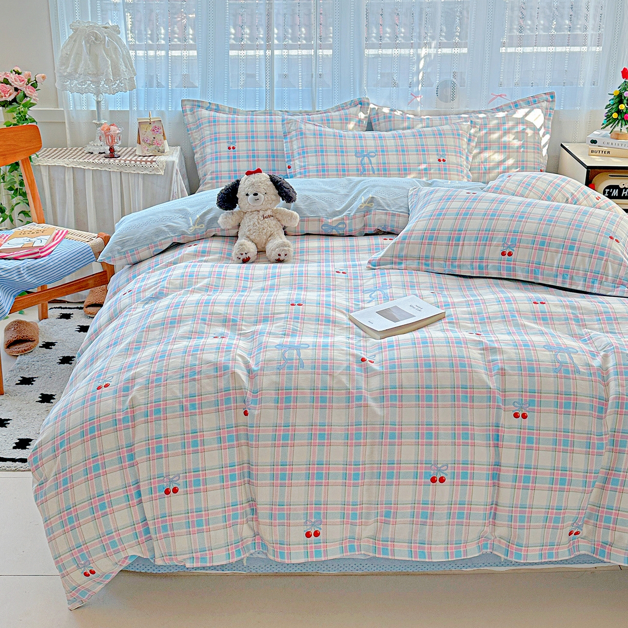 91家纺网 家纺一手货源 找家纺 恩泽家纺 2025新款全棉纯棉12868喷气印花系列四件套-第二批 樱桃派