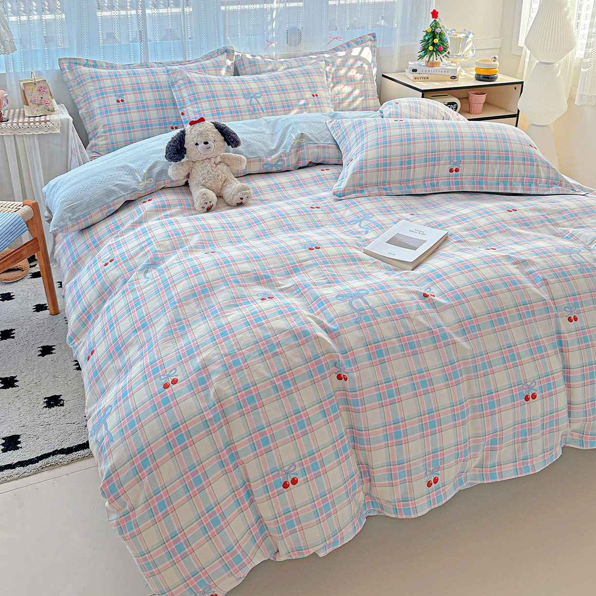 91家纺网 家纺一手货源 找家纺 恩泽家纺 2025新款全棉纯棉12868喷气印花系列四件套-第二批 樱桃派