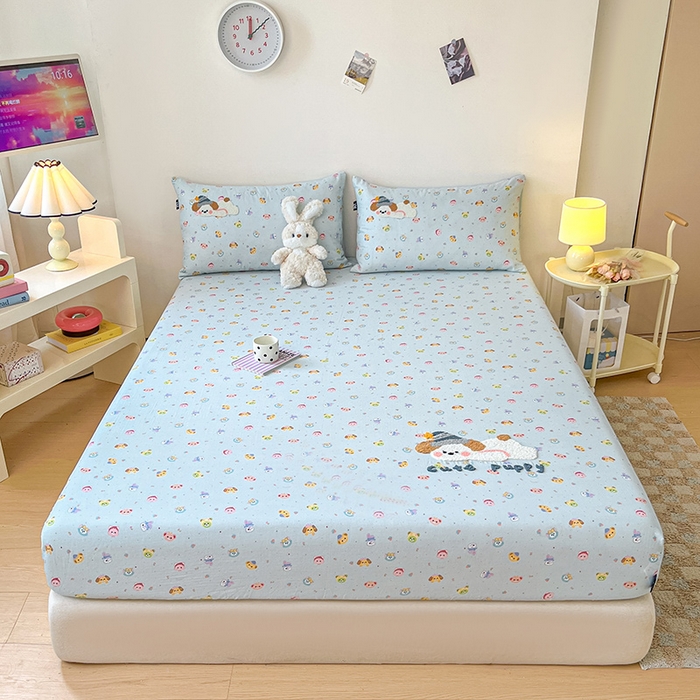 91家纺网 家纺一手货源 找家纺 （总）乐美家纺 2025新款懒洋洋全棉双层纱毛巾绣床笠三件套（提供买家秀）