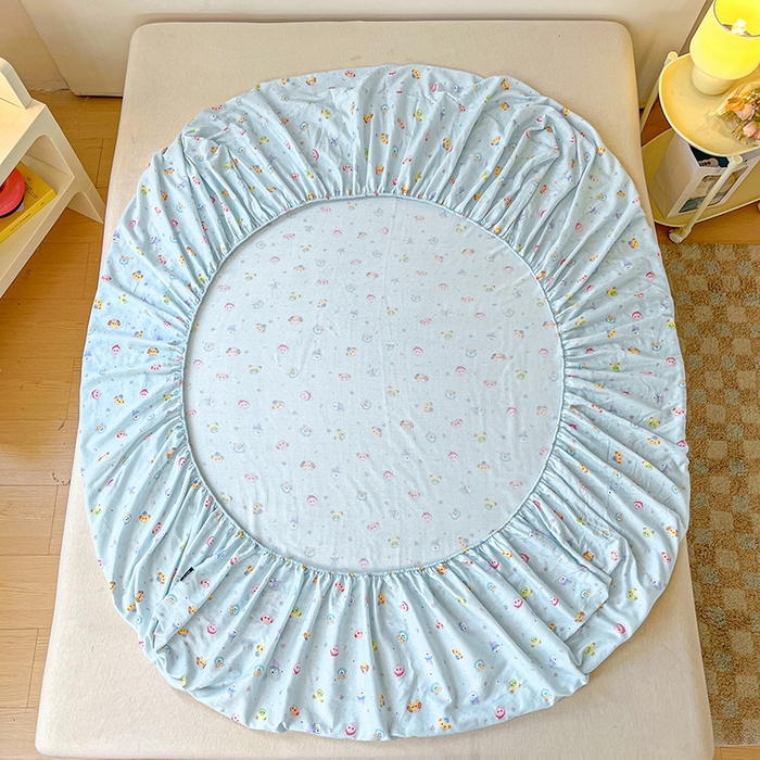 91家纺网 家纺一手货源 找家纺 乐美家纺 2025新款懒洋洋全棉双层纱毛巾绣床笠三件套（提供买家秀） 星星狗