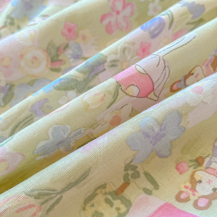 91家纺网 家纺一手货源 找家纺 乐美家纺 2025新款懒洋洋全棉双层纱毛巾绣床笠三件套（提供买家秀） 可妮兔