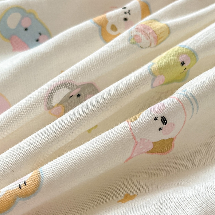 91家纺网 家纺一手货源 找家纺 乐美家纺 2025新款懒洋洋全棉双层纱毛巾绣床笠三件套（提供买家秀） 笨笨狮