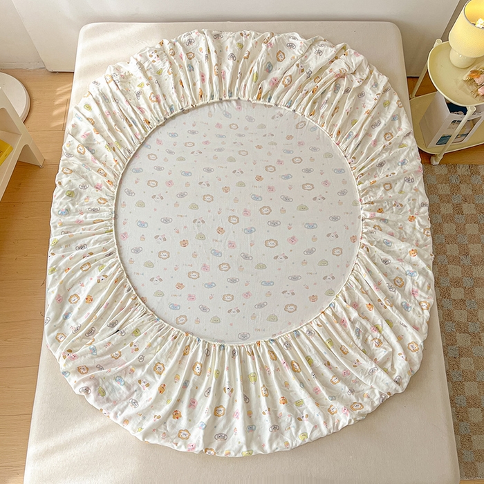 91家纺网 家纺一手货源 找家纺 乐美家纺 2025新款懒洋洋全棉双层纱毛巾绣床笠三件套（提供买家秀） 笨笨狮