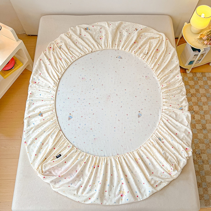 91家纺网 家纺一手货源 找家纺 乐美家纺 2025新款懒洋洋全棉双层纱毛巾绣床笠三件套（提供买家秀） 扭扭猪