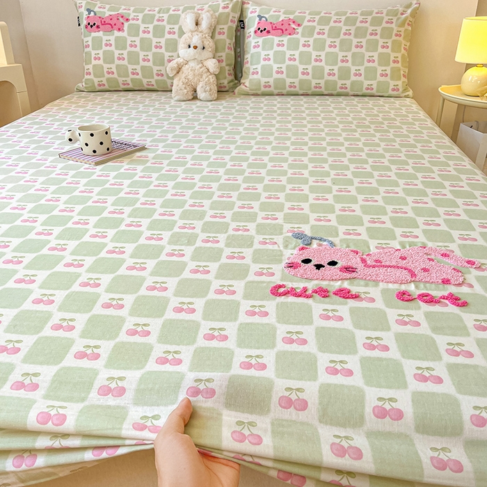 91家纺网 家纺一手货源 找家纺 乐美家纺 2025新款懒洋洋全棉双层纱毛巾绣床笠三件套（提供买家秀） 扭扭猪