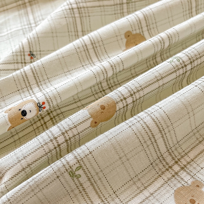 91家纺网 家纺一手货源 找家纺 乐美家纺 2025新款懒洋洋全棉双层纱毛巾绣床笠三件套（提供买家秀） 排排熊