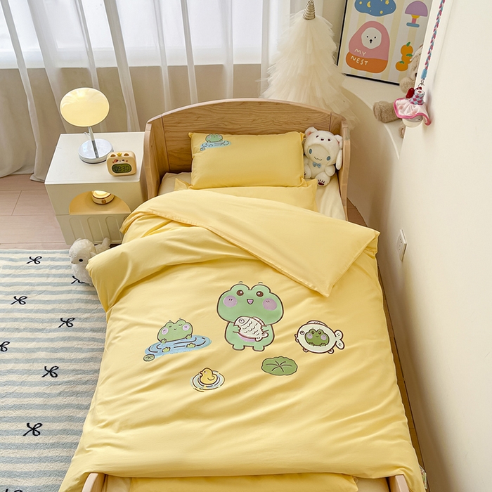 91家纺网 家纺一手货源 找家纺 （总）乐沐家纺 2025新款全棉纯棉高端贴布刺绣幼儿园套件儿童三件套被子被芯婴童宝宝六件套七件套