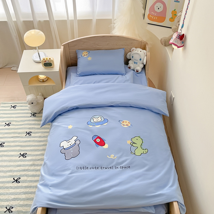 91家纺网 家纺一手货源 找家纺 （总）乐沐家纺 2025新款全棉纯棉高端贴布刺绣幼儿园套件儿童三件套被子被芯婴童宝宝六件套七件套