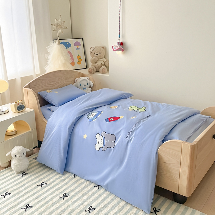 91家纺网 家纺一手货源 找家纺 （总）乐沐家纺 2025新款全棉纯棉高端贴布刺绣幼儿园套件儿童三件套被子被芯婴童宝宝六件套七件套