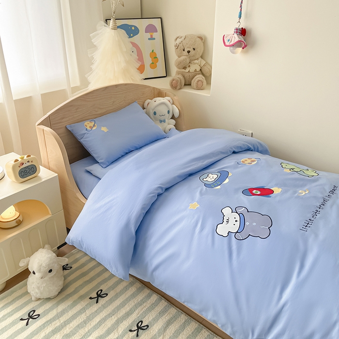 91家纺网 家纺一手货源 找家纺 （总）乐沐家纺 2025新款全棉纯棉高端贴布刺绣幼儿园套件儿童三件套被子被芯婴童宝宝六件套七件套