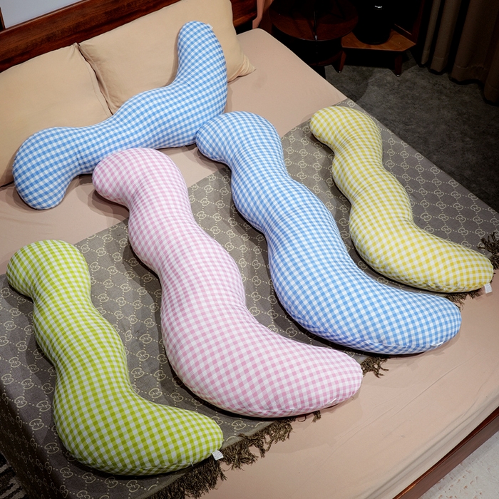 91家纺网 家纺一手货源 找家纺 （总）仟亿莱 2025新款泡泡格子月牙长条抱枕枕头枕芯-格子月牙