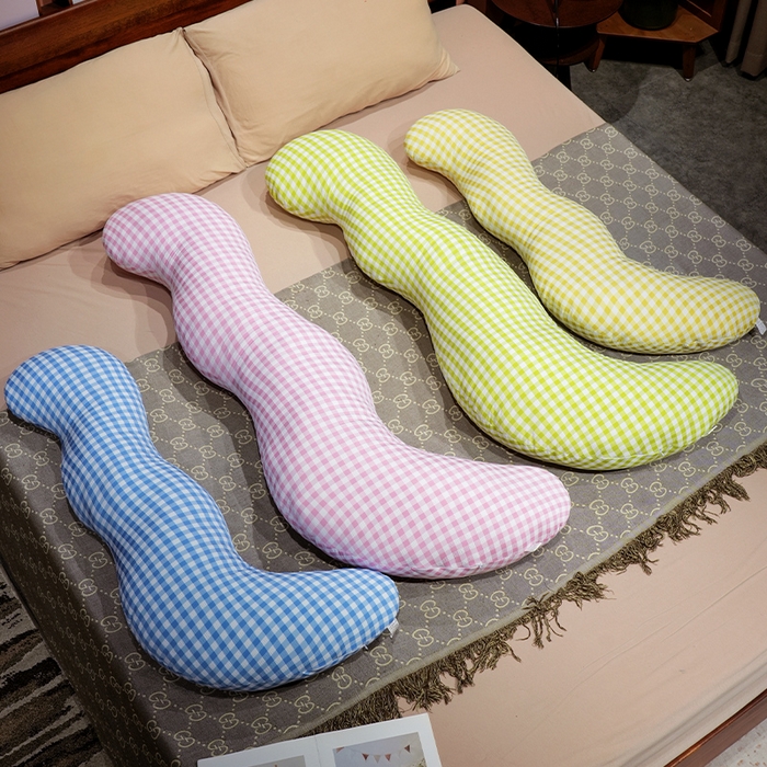 91家纺网 家纺一手货源 找家纺 （总）仟亿莱 2025新款泡泡格子月牙长条抱枕枕头枕芯-格子月牙