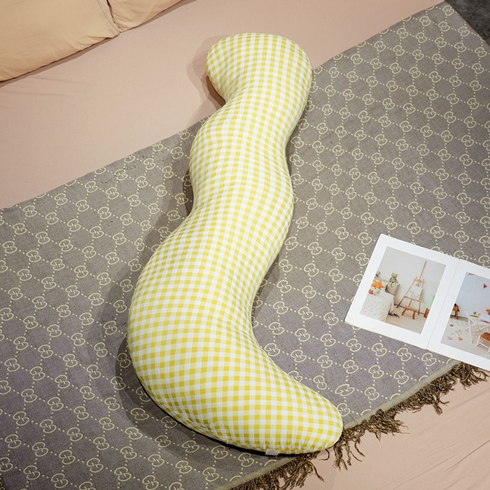 91家纺网 家纺一手货源 找家纺 仟亿莱 2025新款泡泡格子月牙长条抱枕枕头枕芯-格子月牙 黄色格子月牙