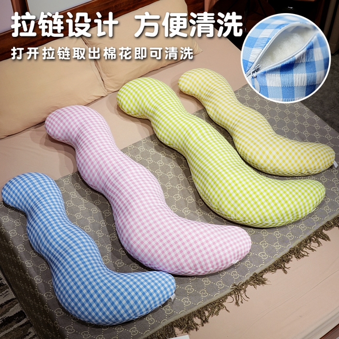 91家纺网 家纺一手货源 找家纺 仟亿莱 2025新款泡泡格子月牙长条抱枕枕头枕芯-格子月牙 组合图仅供参考