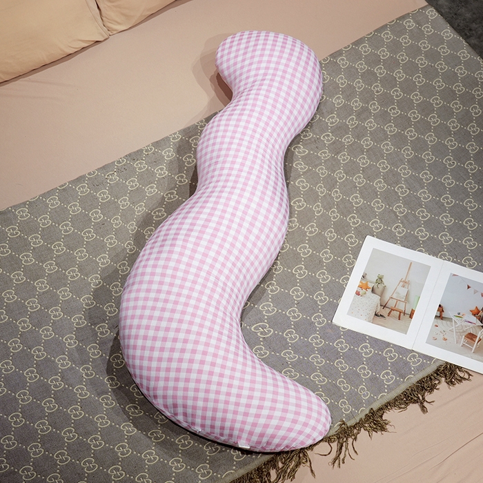 仟亿莱 2025新款泡泡格子月牙长条抱枕枕头枕芯-格子月牙 粉色格子月牙