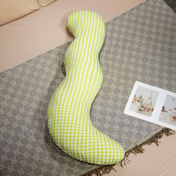 仟亿莱 2025新款泡泡格子月牙长条抱枕枕头枕芯-格子月牙 绿色格子月牙