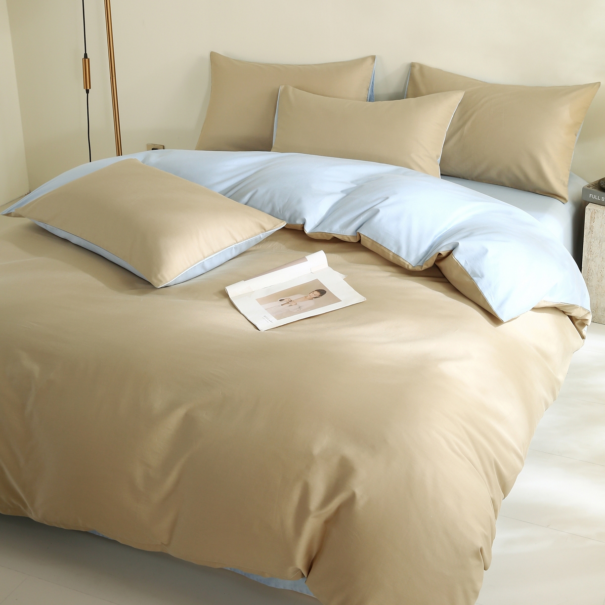 91家纺网 家纺一手货源 找家纺 （总）金鑫汇家纺 2026新款全棉纯棉纯色拼色四件套