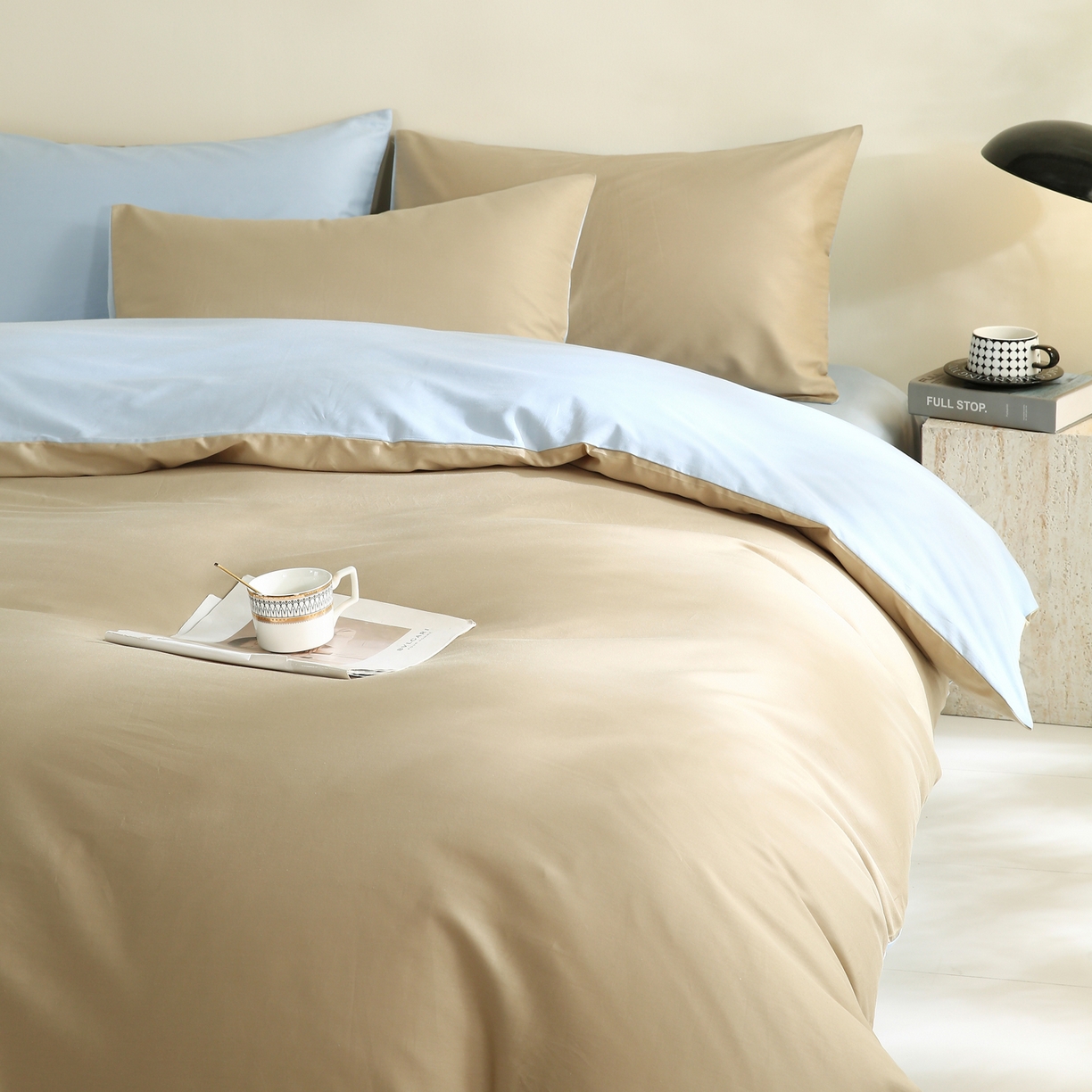 91家纺网 家纺一手货源 找家纺 （总）金鑫汇家纺 2026新款全棉纯棉纯色拼色四件套