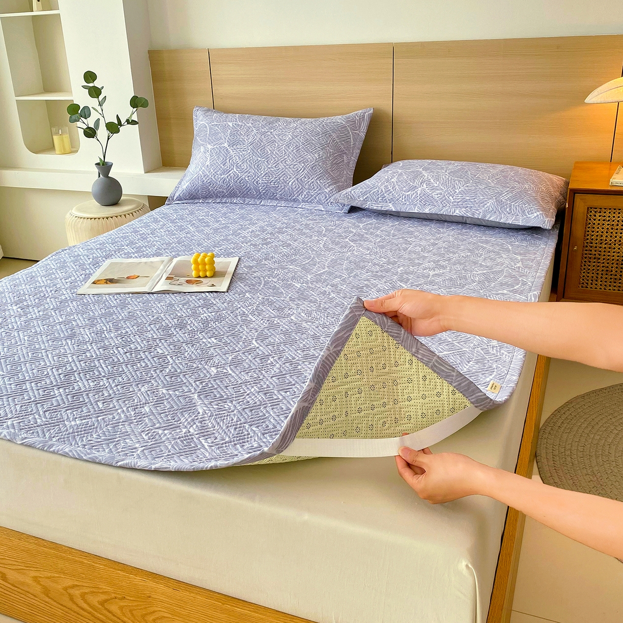 91家纺网 家纺一手货源 找家纺 金鑫汇家纺 2025年新款A类多功能全棉老粗布软凉席床盖护垫席子可机洗 千叶