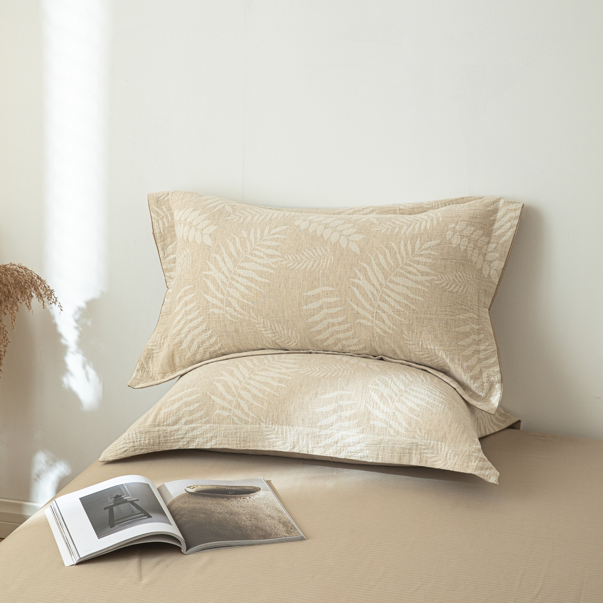 眠博士 2025新款棉麻简约枕套单品枕套 棉麻枕套-花梦如聆