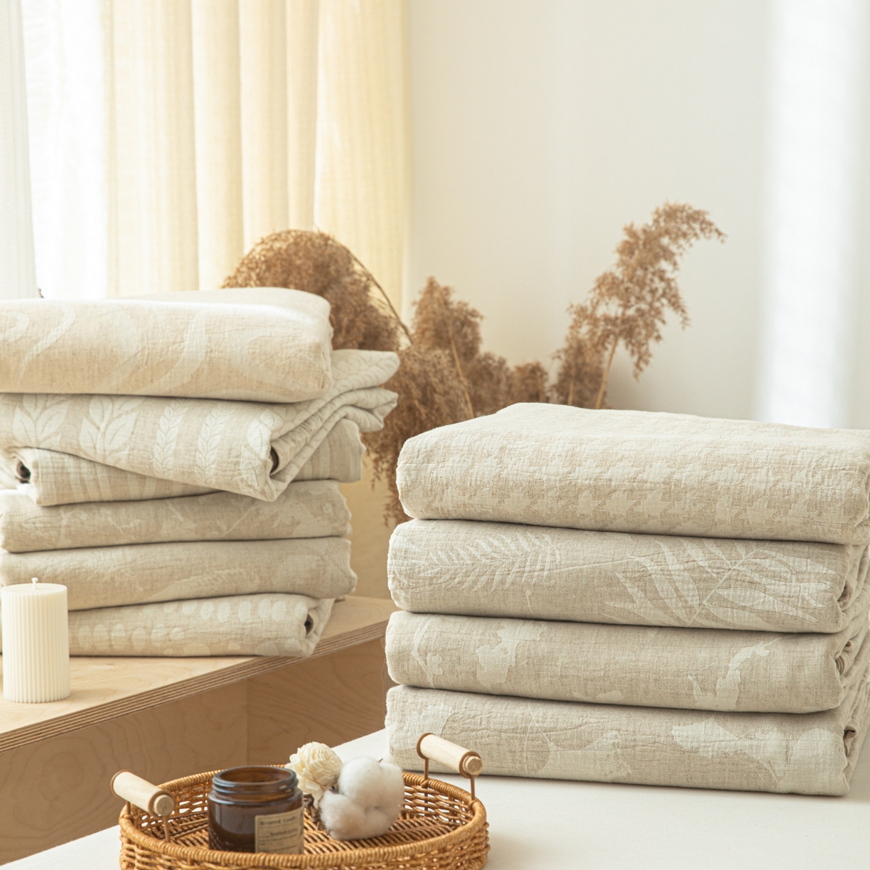 91家纺网 家纺一手货源 找家纺 眠博士 2025新款棉麻简约枕套单品枕套 组合图仅供展示