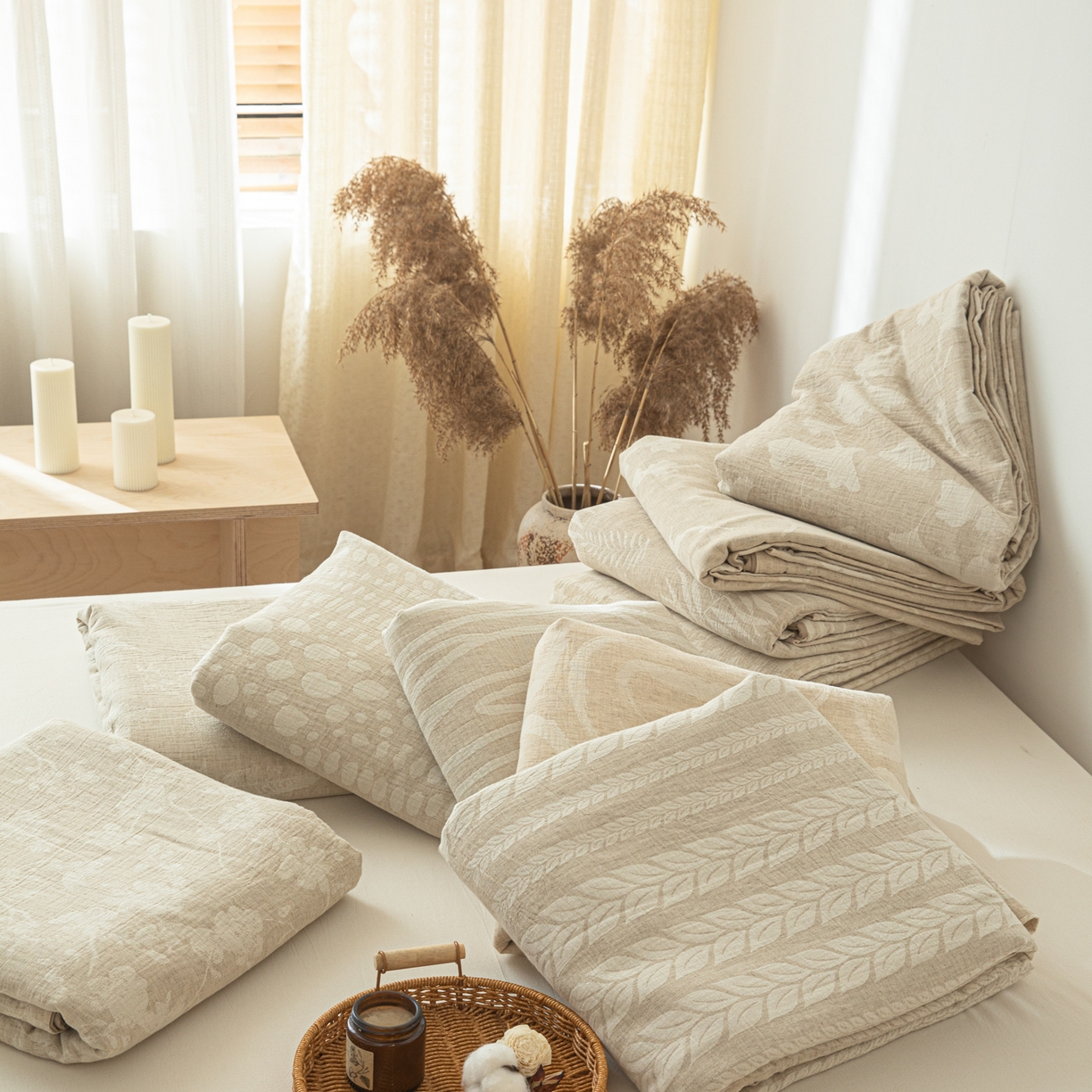 91家纺网 家纺一手货源 找家纺 眠博士 2025新款棉麻简约枕套单品枕套 组合图仅供展示