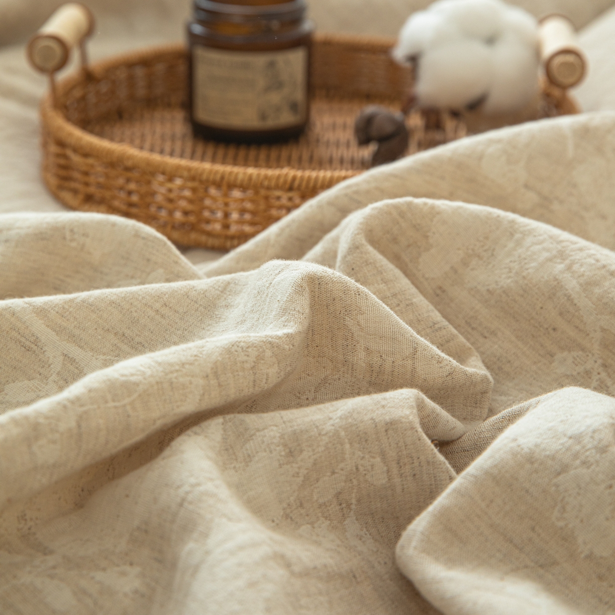 91家纺网 家纺一手货源 找家纺 眠博士 2025新款棉麻简约枕套单品枕套 棉麻枕套-蓝聆花