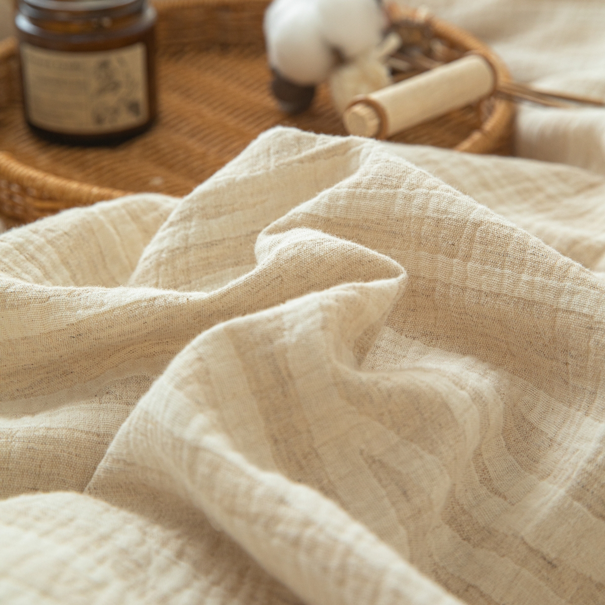 91家纺网 家纺一手货源 找家纺 眠博士 2025新款棉麻简约枕套单品枕套 棉麻枕套-树纹棕