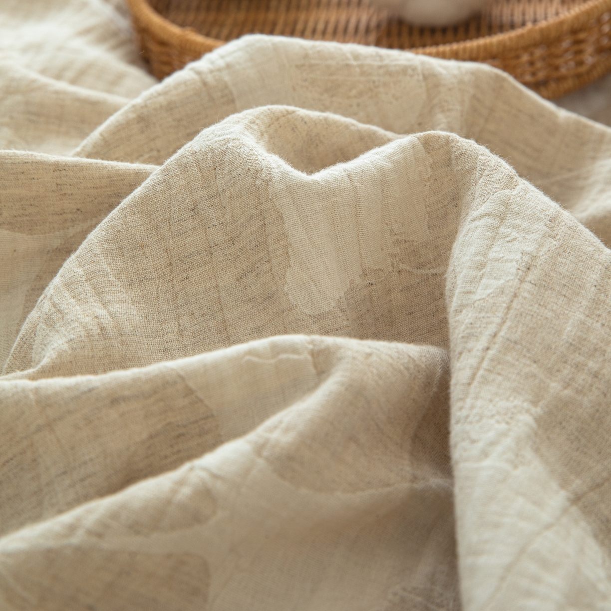 91家纺网 家纺一手货源 找家纺 眠博士 2025新款棉麻简约枕套单品枕套 棉麻枕套-银杏叶