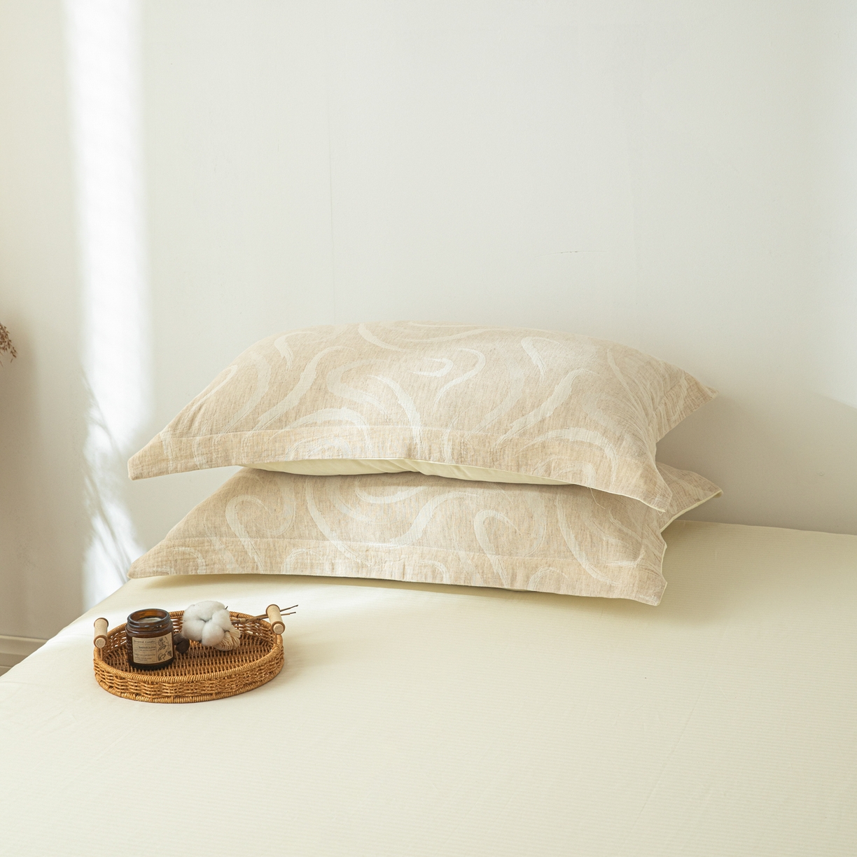 91家纺网 家纺一手货源 找家纺 眠博士 2025新款棉麻简约枕套单品枕套 棉麻枕套-灵韵