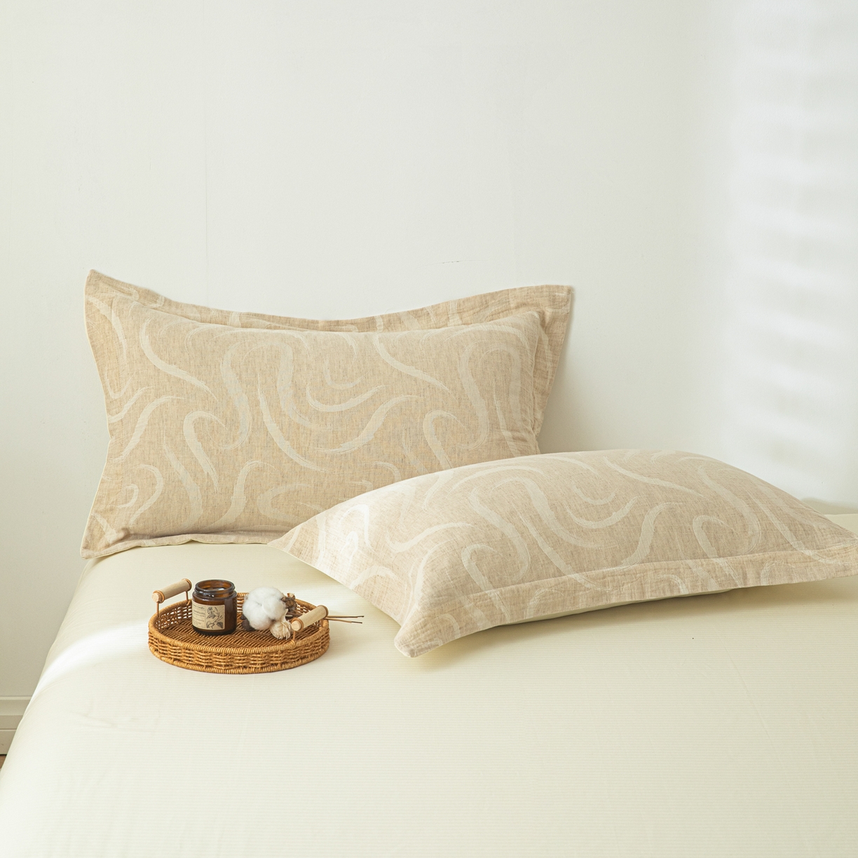 91家纺网 家纺一手货源 找家纺 眠博士 2025新款棉麻简约枕套单品枕套 棉麻枕套-灵韵