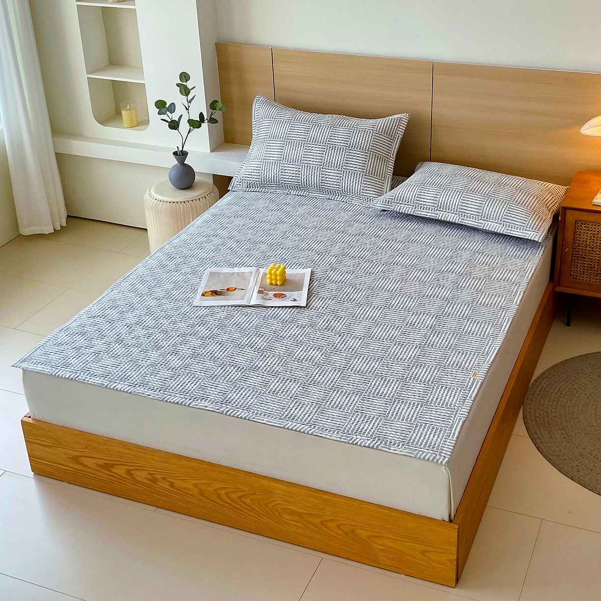 91家纺网 家纺一手货源 找家纺 金鑫汇家纺 2025年新款A类多功能全棉老粗布软凉席床盖护垫席子可机洗 休闲时光