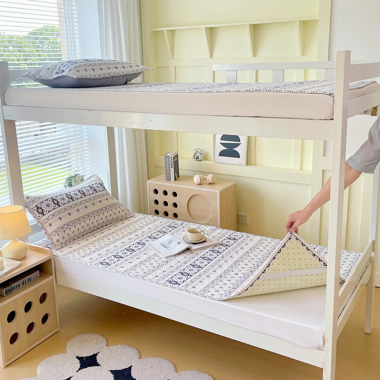 91家纺网 家纺一手货源 找家纺 金鑫汇家纺 2025年新款A类多功能全棉老粗布软凉席床盖护垫席子可机洗 波西米亚