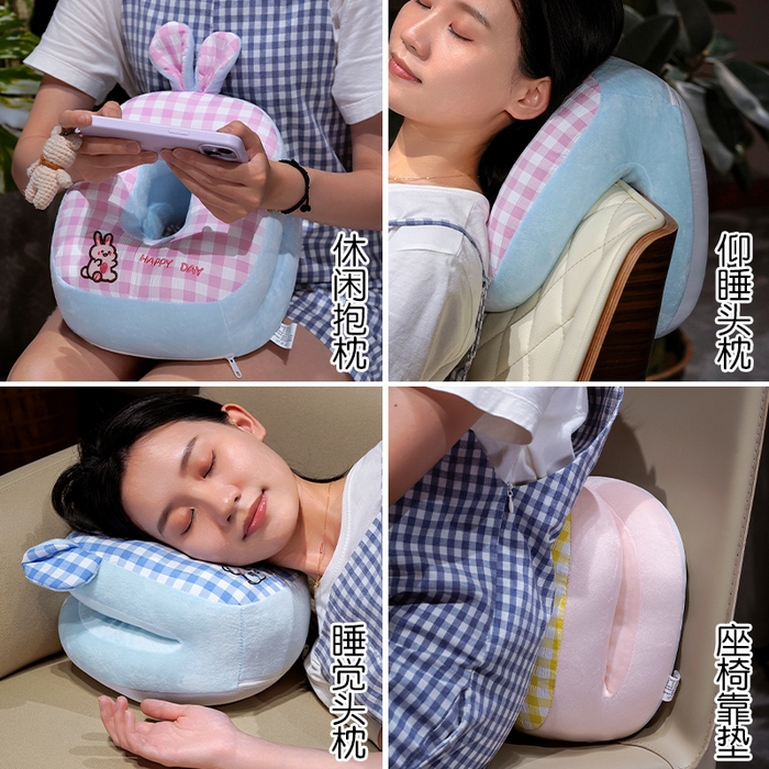 91家纺网 家纺一手货源 找家纺 （总）仟亿莱 2025新款泡泡格子冰丝双面午睡枕三维立体PP棉枕头枕芯-泡泡格子