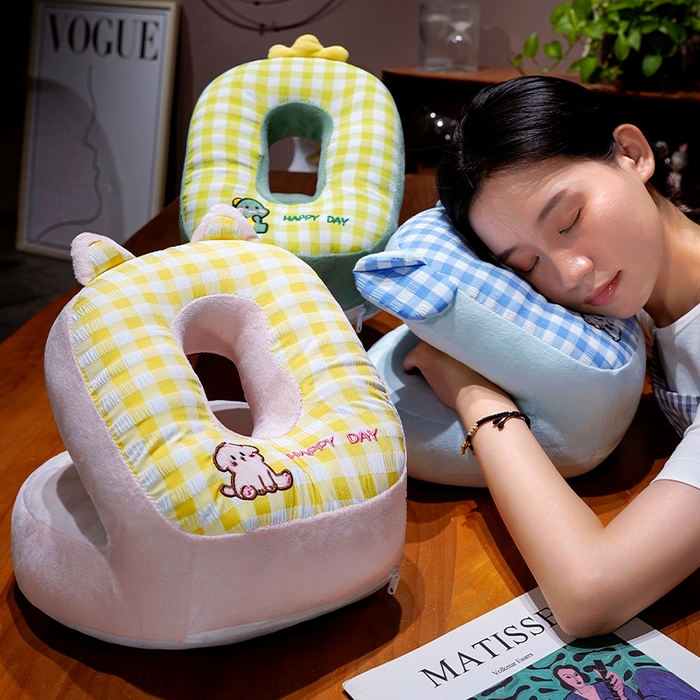 91家纺网 家纺一手货源 找家纺 仟亿莱 2025新款泡泡格子冰丝双面午睡枕三维立体PP棉枕头枕芯-泡泡格子 组合图仅供参考 25x28x20cm枕头/只