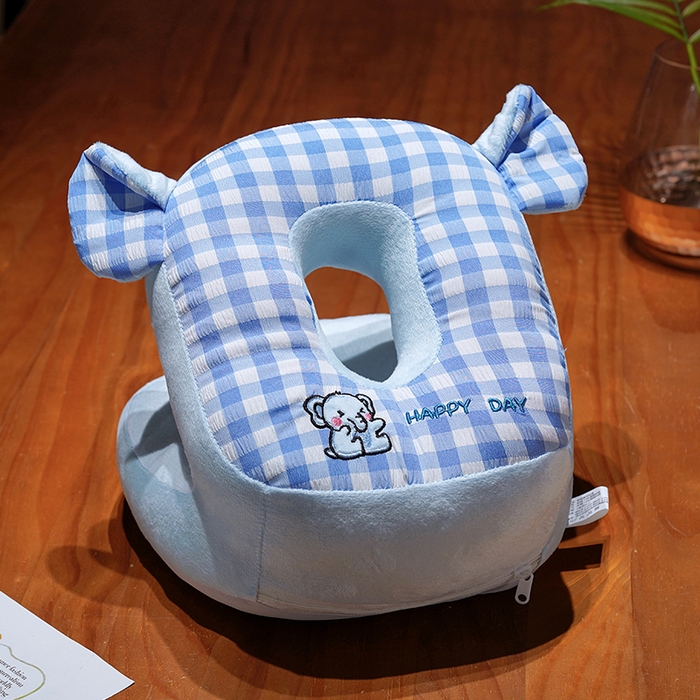 仟亿莱 2025新款泡泡格子冰丝双面午睡枕三维立体PP棉枕头枕芯-泡泡格子 泡泡格子大象 25x28x20cm枕头/只