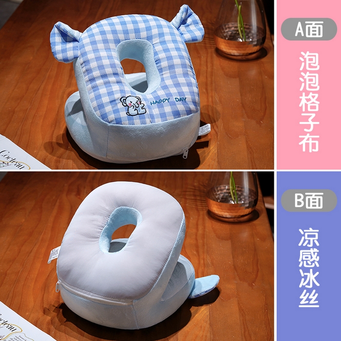 91家纺网 家纺一手货源 找家纺 仟亿莱 2025新款泡泡格子冰丝双面午睡枕三维立体PP棉枕头枕芯-泡泡格子 泡泡格子大象 25x28x20cm枕头/只