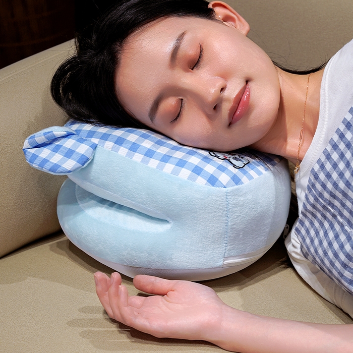 91家纺网 家纺一手货源 找家纺 仟亿莱 2025新款泡泡格子冰丝双面午睡枕三维立体PP棉枕头枕芯-泡泡格子 泡泡格子大象 25x28x20cm枕头/只