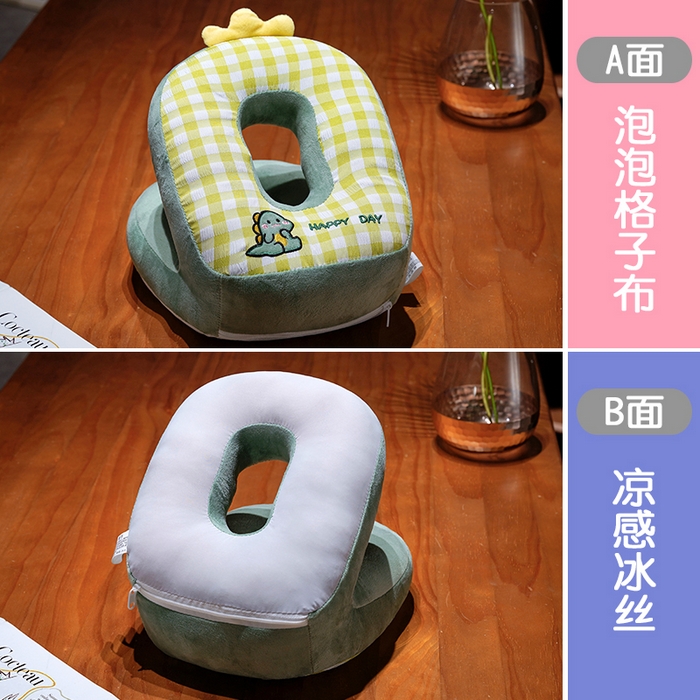 91家纺网 家纺一手货源 找家纺 仟亿莱 2025新款泡泡格子冰丝双面午睡枕三维立体PP棉枕头枕芯-泡泡格子 泡泡格子恐龙 25x28x20cm枕头/只