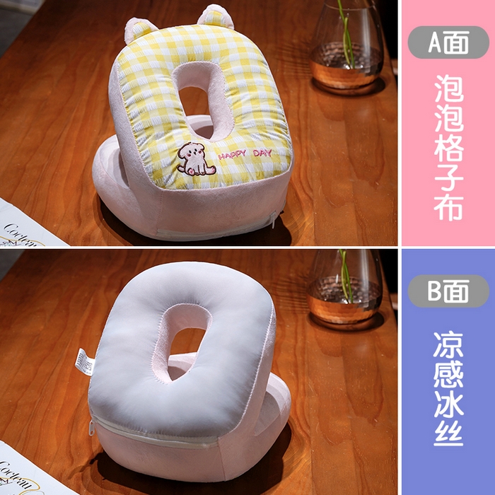 91家纺网 家纺一手货源 找家纺 仟亿莱 2025新款泡泡格子冰丝双面午睡枕三维立体PP棉枕头枕芯-泡泡格子 泡泡格子小狗 25x28x20cm枕头/只