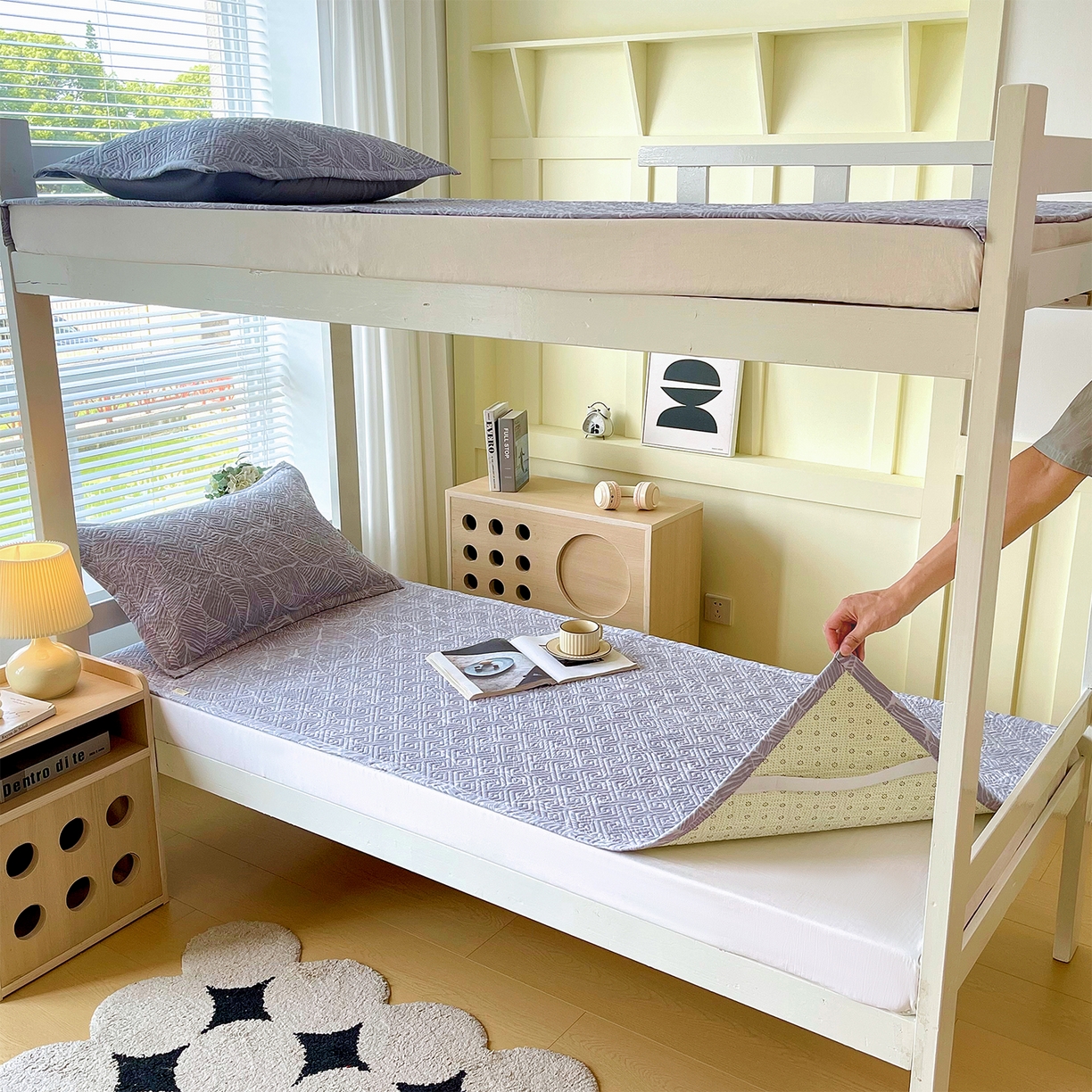 91家纺网 家纺一手货源 找家纺 金鑫汇家纺 2025年新款A类多功能全棉老粗布软凉席床盖护垫席子可机洗 千叶