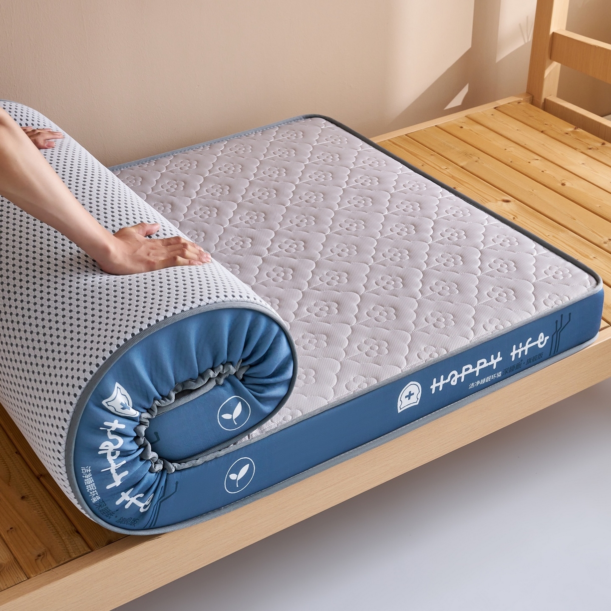 91家纺网 家纺一手货源 找家纺 （总）奇丝雅 2025新款针织棉学生宿舍床专用加厚记忆棉海绵立体乳胶床垫【高密记忆棉】