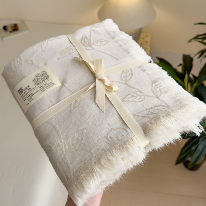 91家纺网 家纺一手货源 找家纺 （总）米菲 2025新款A类亚麻提花多功能盖毯毯子毛毯