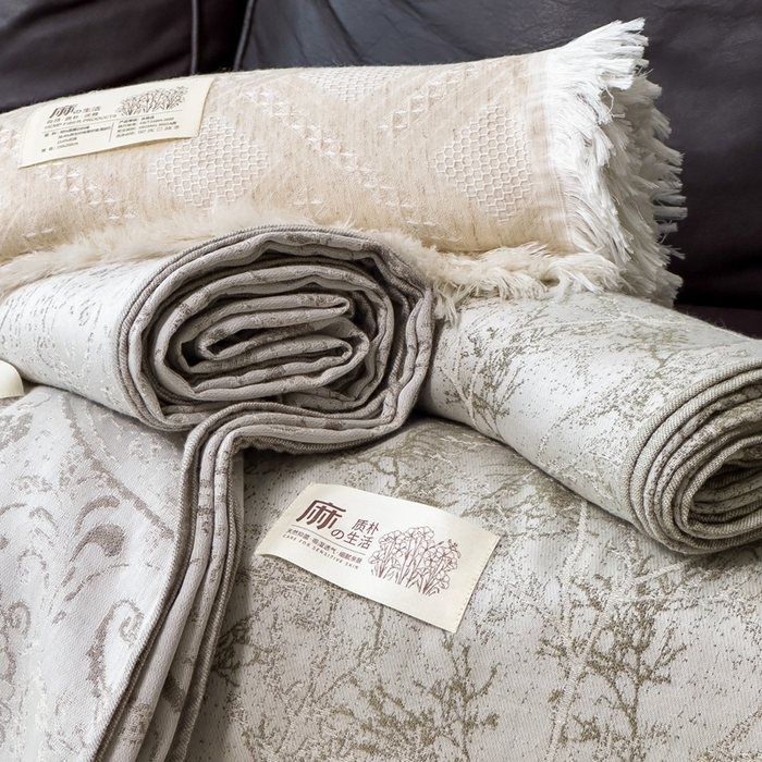 91家纺网 家纺一手货源 找家纺 （总）米菲 2025新款A类亚麻提花多功能盖毯毯子毛毯