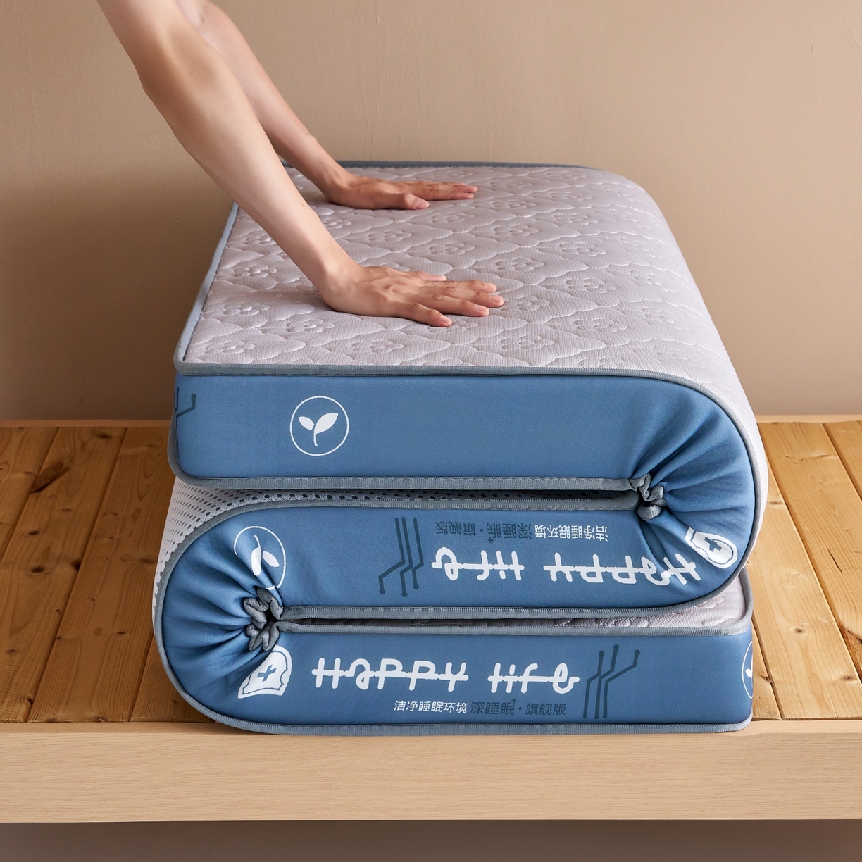 91家纺网 家纺一手货源 找家纺 奇丝雅 2025新款针织棉学生宿舍床专用加厚记忆棉海绵立体乳胶床垫【高密记忆棉】 繁花-灰（6公分）