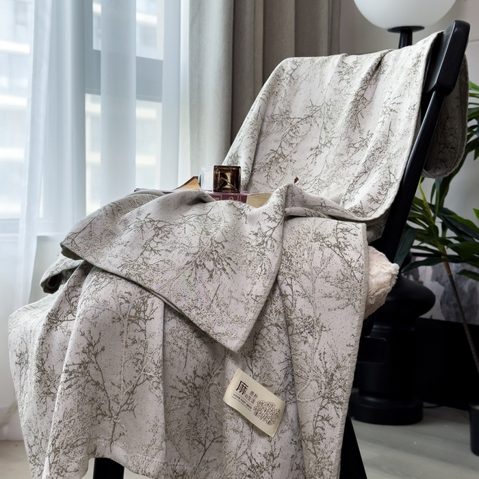 米菲 2025新款A类亚麻提花多功能盖毯毯子毛毯 挪威森林