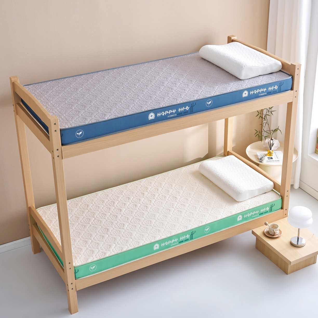 91家纺网 家纺一手货源 找家纺 奇丝雅 2025新款针织棉学生宿舍床专用加厚记忆棉海绵立体乳胶床垫【高密记忆棉】 繁花-绿（6公分）